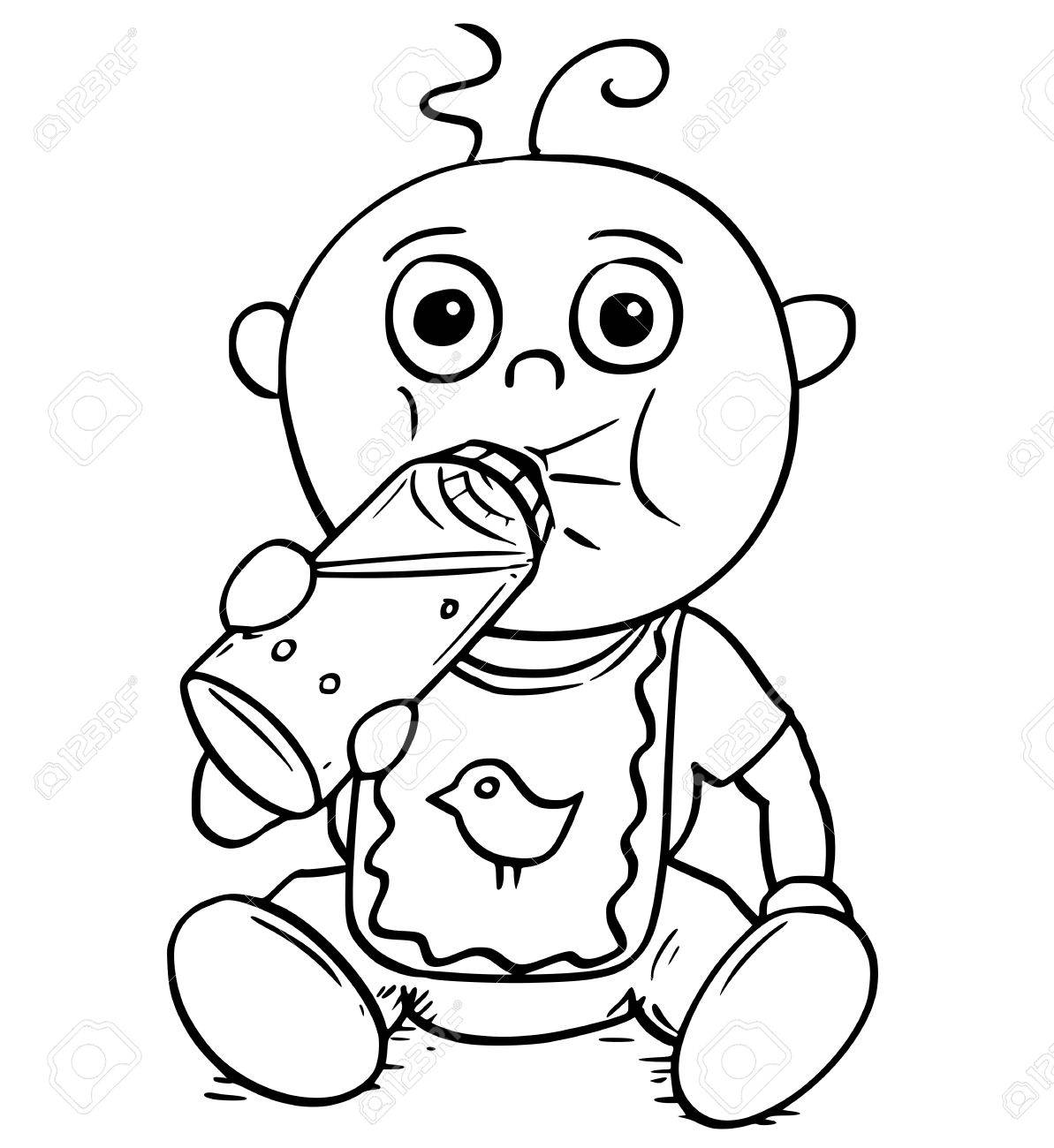 1193x1300 Hand Drawing Cartoon Vector Illustration Of Baby Drinking