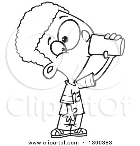 450x470 Lineart Clipart Of A Cartoon Thirsty Black And White African