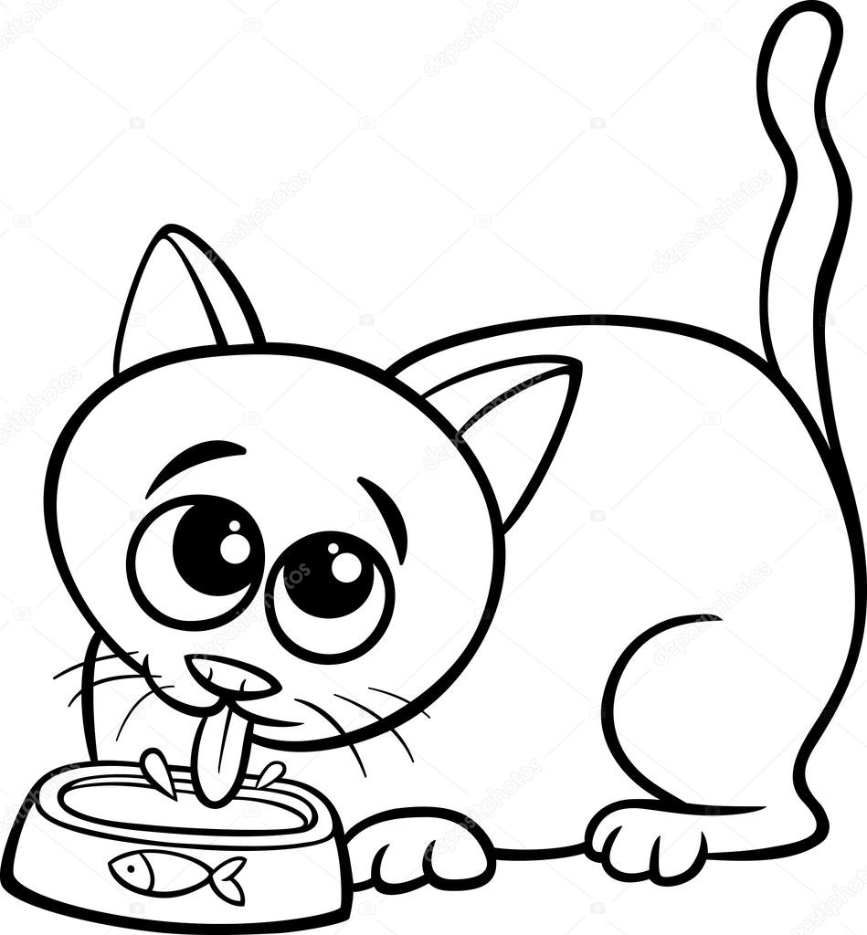 949x1024 Cat Drinking Milk Coloring Page Stock Vector Izakowski