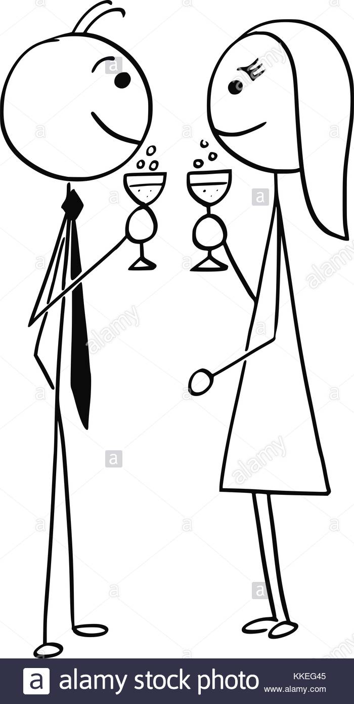 700x1390 Cartoon Stick Man Drawing Illustration Of Man And Woman Drinking