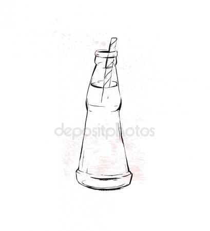 409x450 Hand Drawn Vector Graphic Kitchen Glassware Utensils Soda Drink