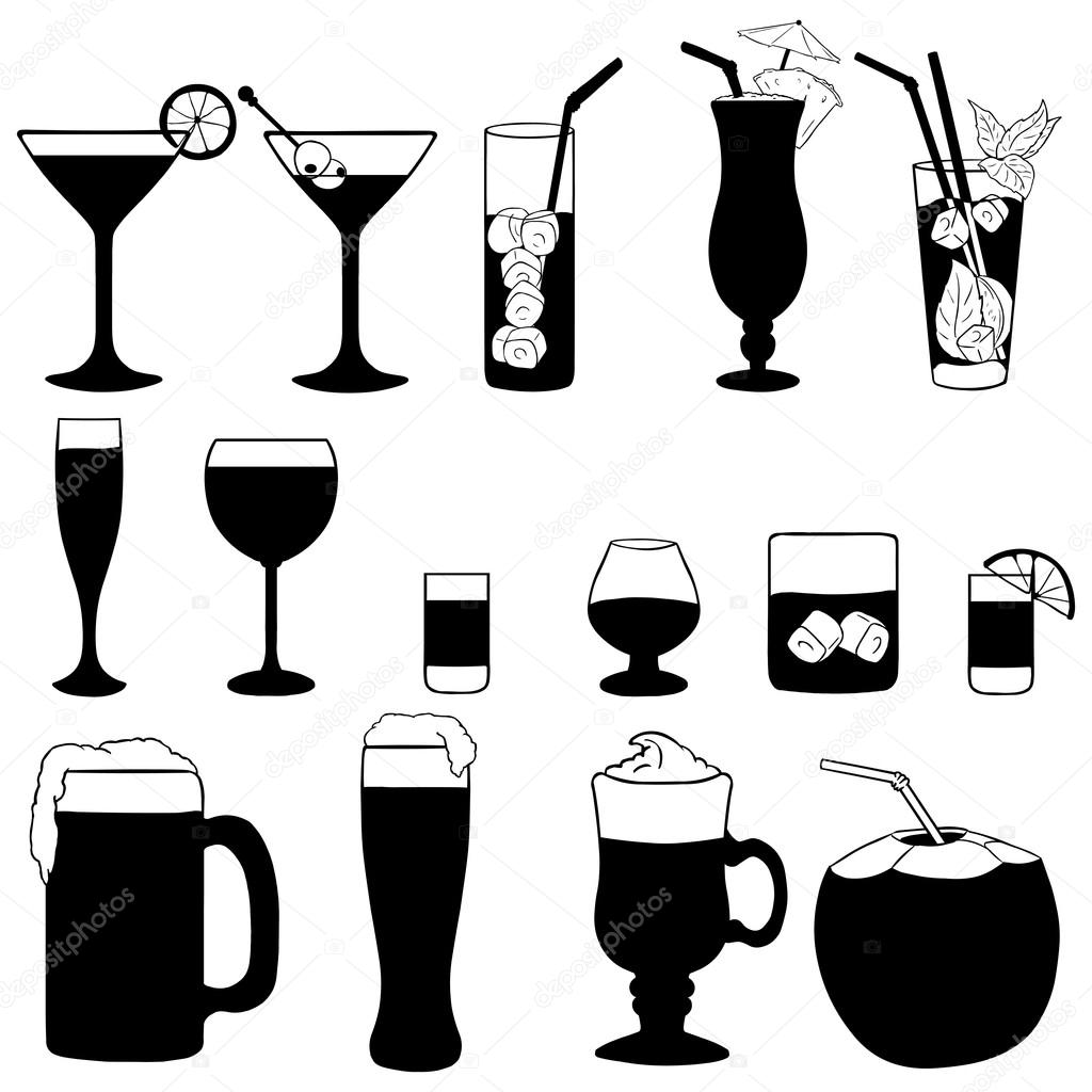 1024x1024 Cocktails And Alcohol Drinks Stock Vector Nikiteev