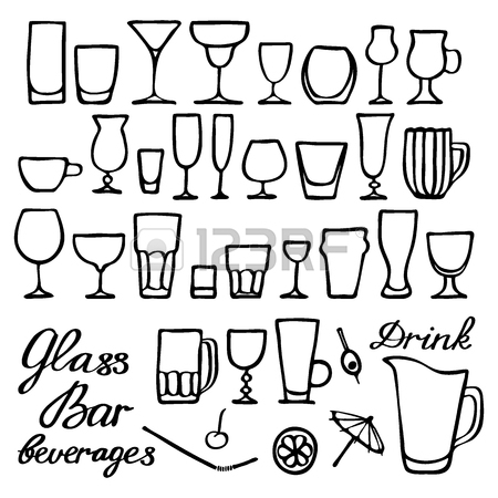 450x450 Differernt Glasses Set. Hand Drawn Cartoon Collection With Many