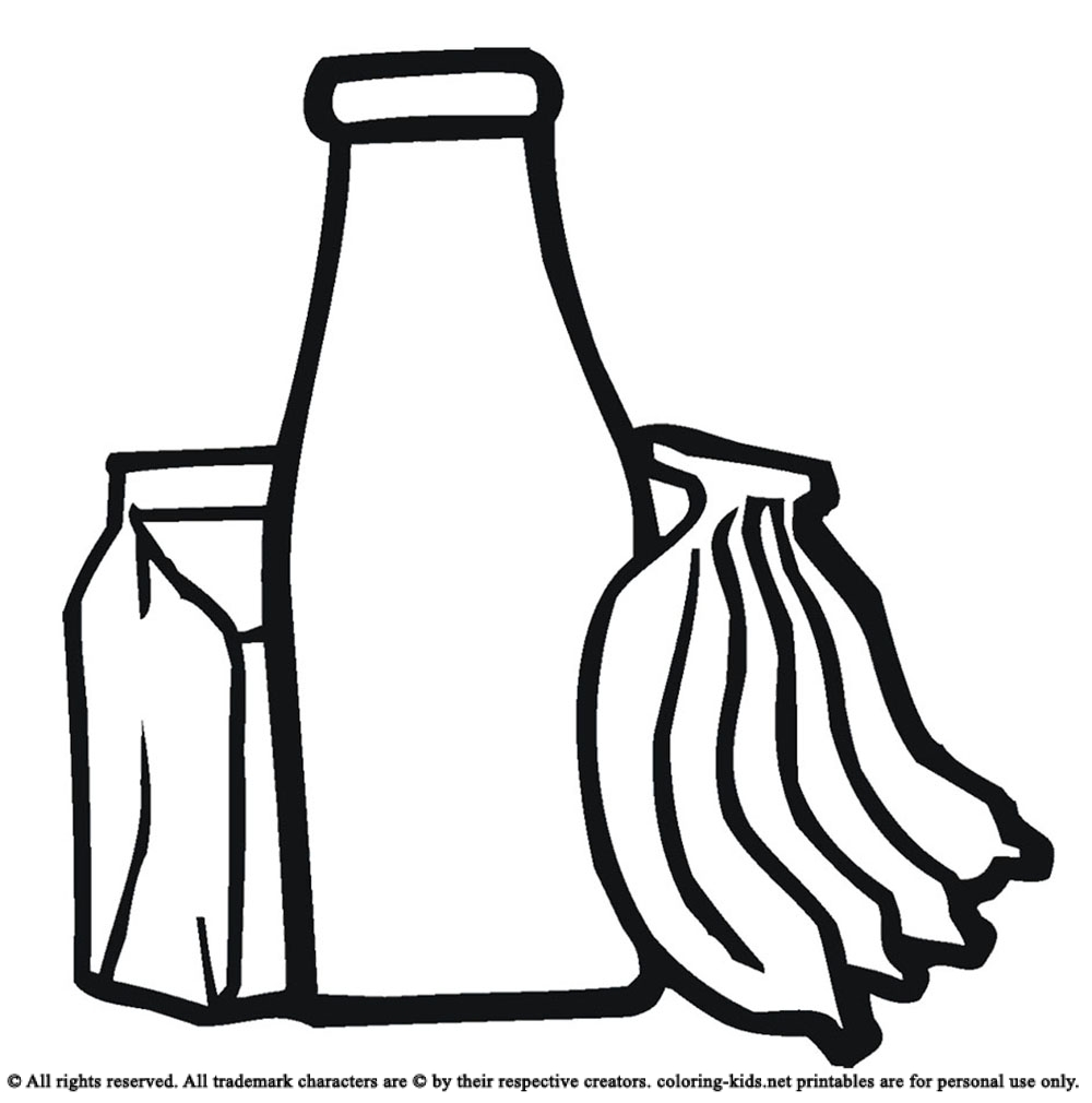 1000x1010 Drink Bottled Water And Bananas Drinks Coloring Pages