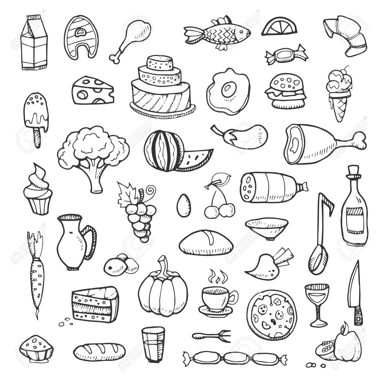 1299x1300 Food, Vegetables, Drinks, Snacks, Fast Food Doodle Sketch Hand