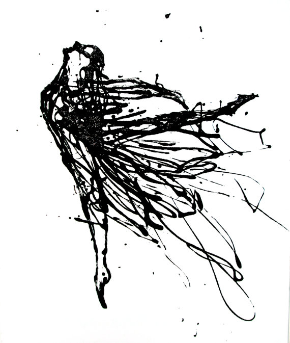 570x673 Black Amp White Abstract Portrait Painting Dance 50x60cm Drip