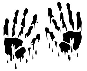300x245 Zombie Bloody Hand Prints Like Dripping Blood Or Paint