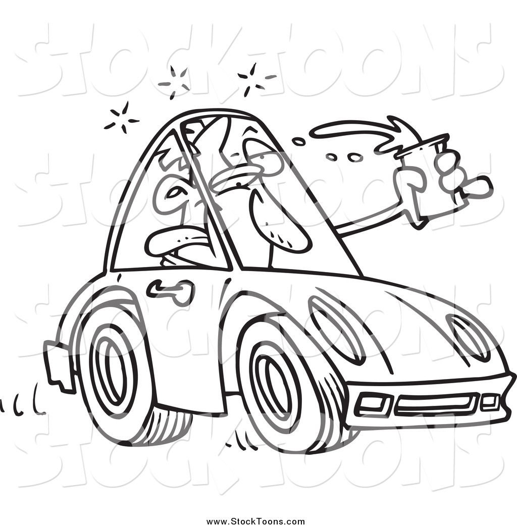 1024x1044 Stock Cartoon Of A Black And White Male Drunk Driver By Toonaday