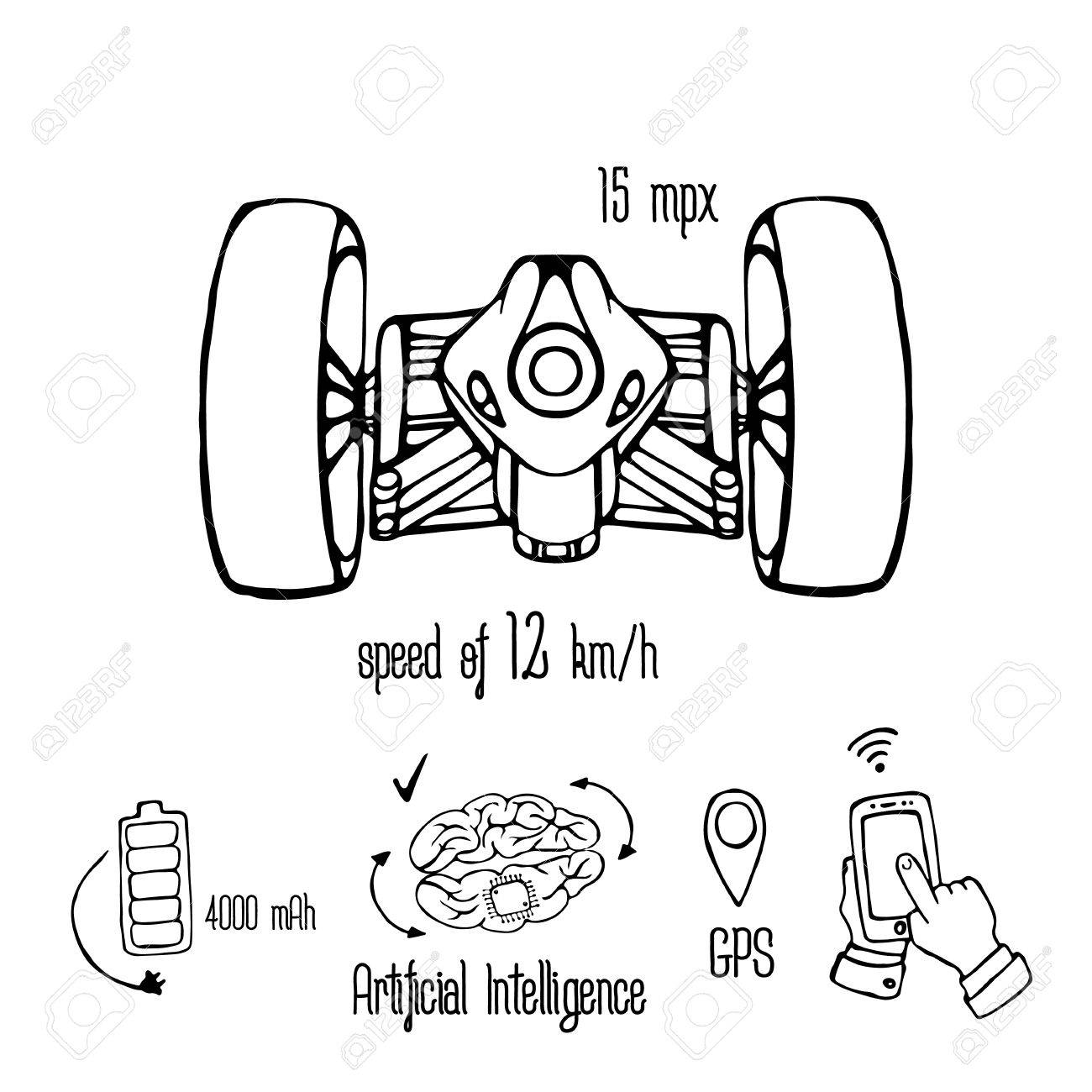 1300x1300 Freehand Drawing, Drone Infographics Royalty Free Cliparts