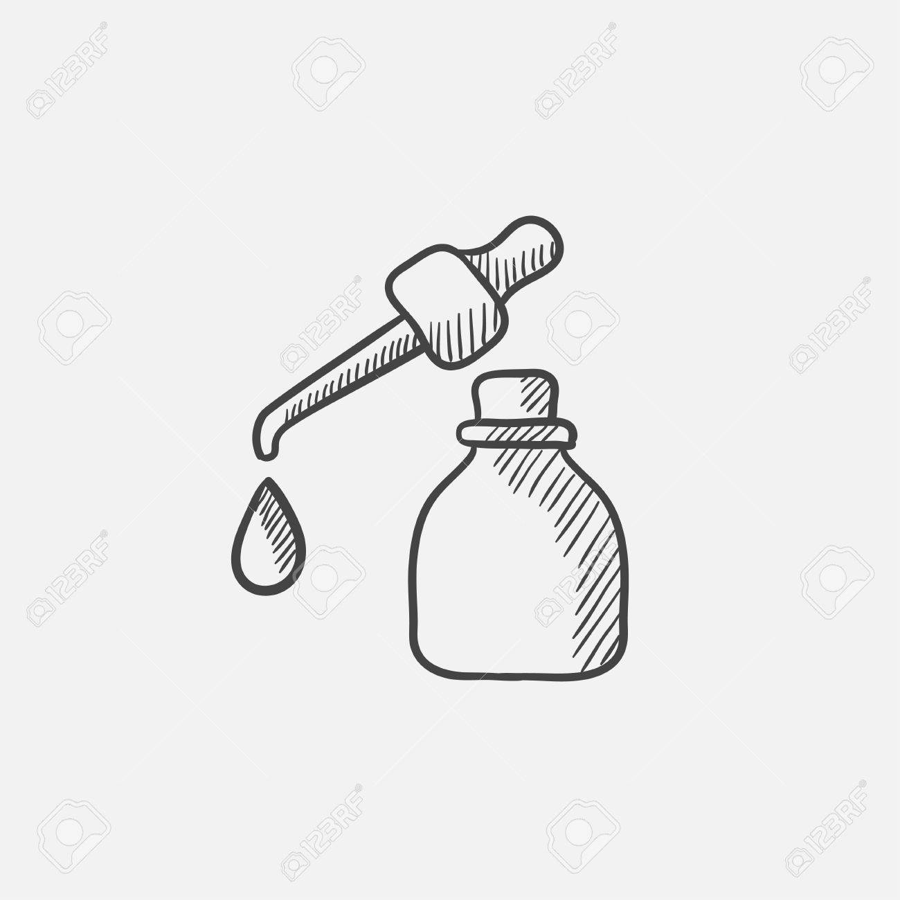 1300x1300 Bottle Of Essential Oil And The Pipette With Drop Sketch Icon