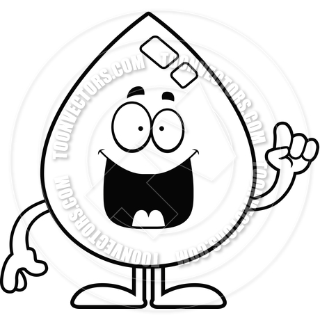 460x460 Cartoon Water Drop Idea (Black And White Line Art) By Cory Thoman