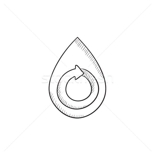 600x600 Water Drop With Circular Arrow Sketch Icon. Vector Illustration