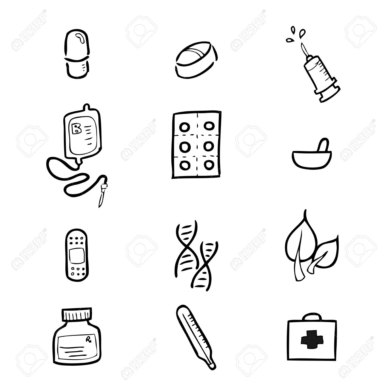 1300x1300 Drug Hospital Drawing Icons Set Cartoon Royalty Free Cliparts