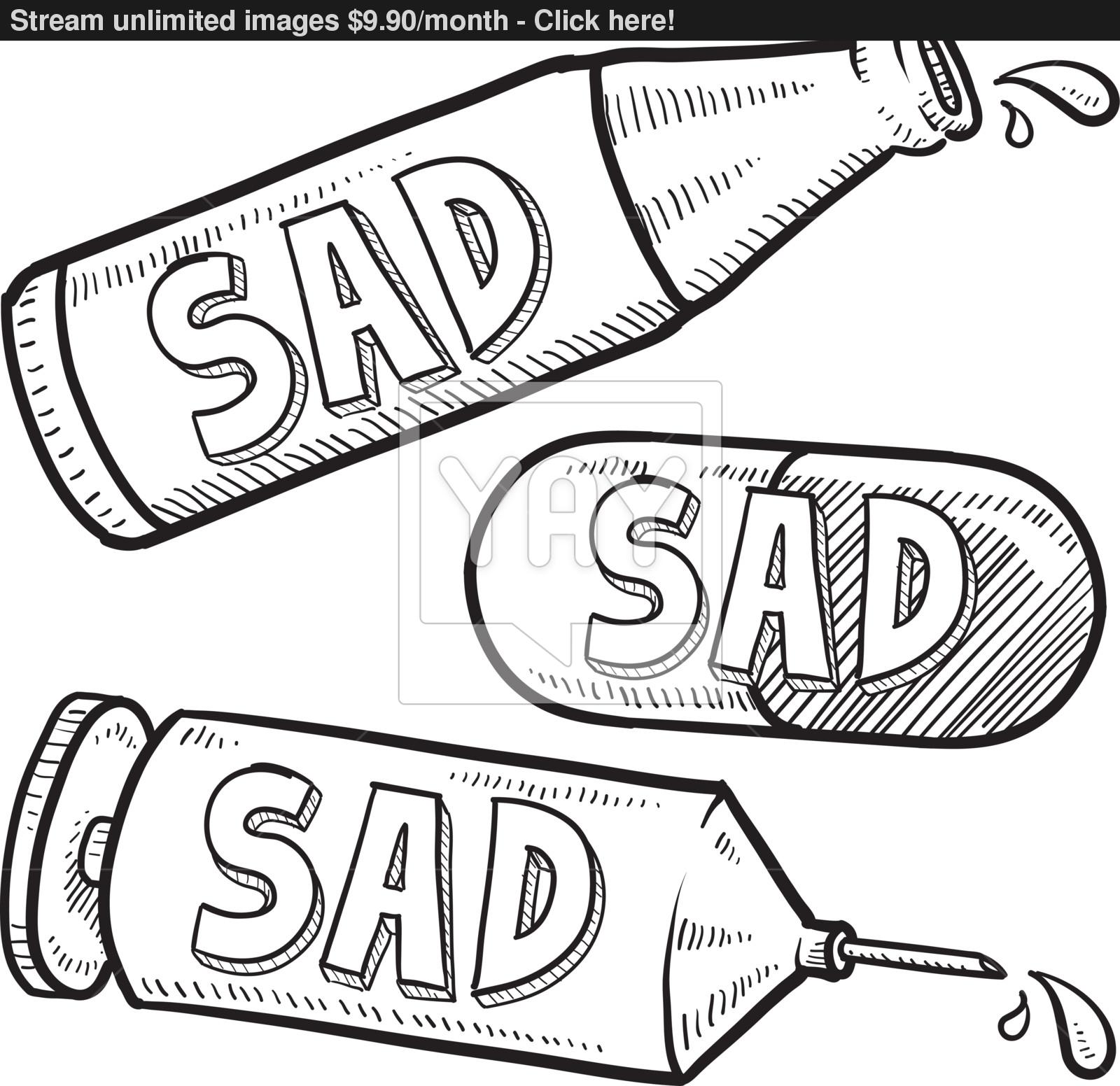 1600x1552 Sad Drugs And Alcohol Sketch Vector