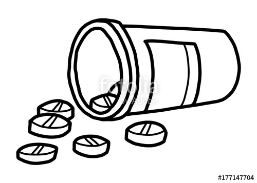 500x357 Drug Bottle Cartoon Vector And Illustration, Black And White