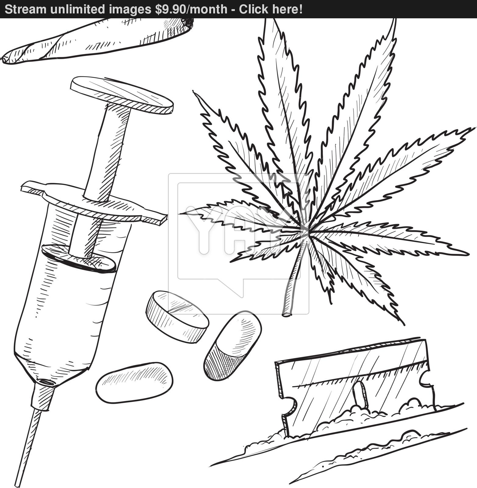 1566x1600 Illicit Drugs Sketch Vector