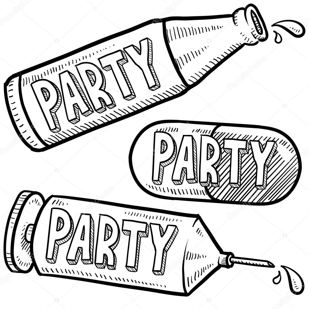 1024x1024 Party Drugs And Alcohol Sketch Stock Photo Lhfgraphics