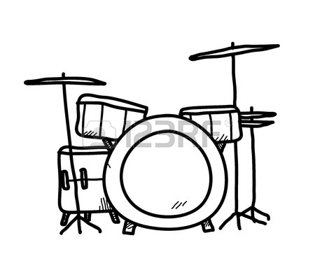 450x383 Drum Kit, A Hand Drawn Vector Illustration Of A Drum Set. Royalty
