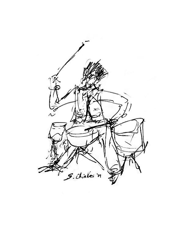 612x792 Drummer Drawing By Sam Chinkes