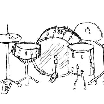 360x360 Drum Kit Drawing Unisex T Shirt By Mydirtyface Redbubble