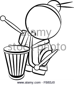 300x347 Painting Of A Man Playing A Drum Stock Photo 81281026