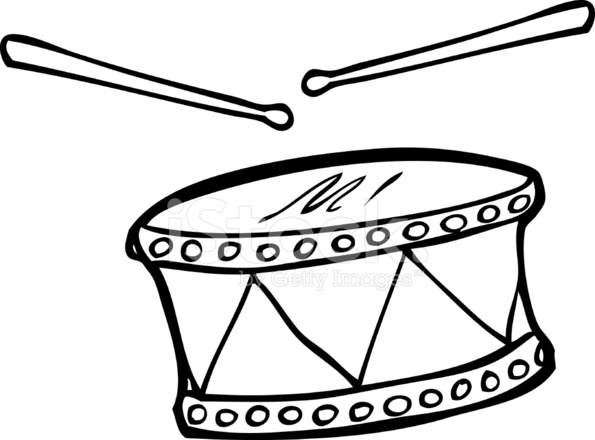 595x440 Toy Drum With Drumsticks Line Art Stock Vector