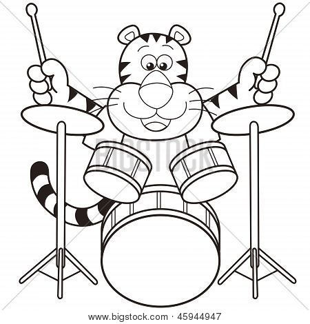 450x470 Cartoon Tiger Playing Drums Vector Amp Photo Bigstock
