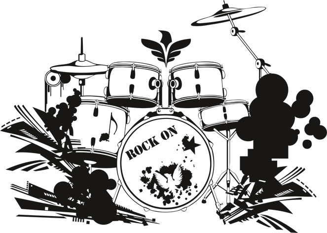 663x472 Drum Set Wall Decal Decor