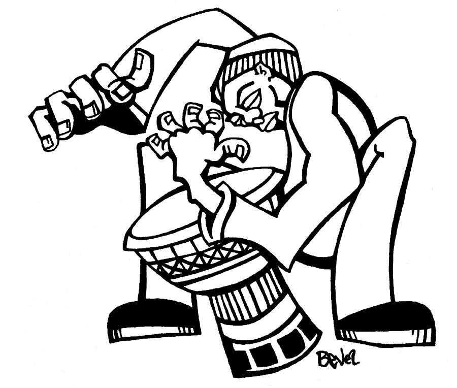 900x764 Drummer Drawing By Charles Bevel
