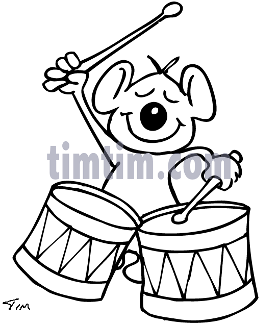 545x635 Free Drawing Of Drummer Mouse Bw From The Category Music Amp Bands