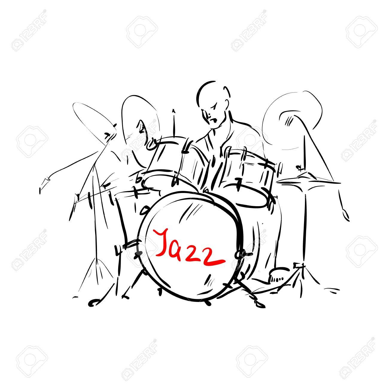 1300x1300 Sketch. Drummer. Vector Illustration. Royalty Free Cliparts