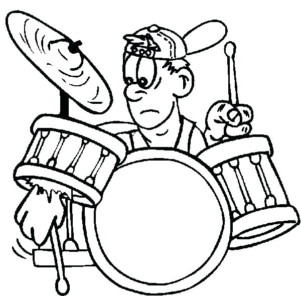 600x590 Drums Coloring Page Rock And Roll Drummer Boy Broke His Drum Kit