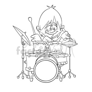 300x300 Royalty Free Black And White Image Of Boy Playing Drums Nino