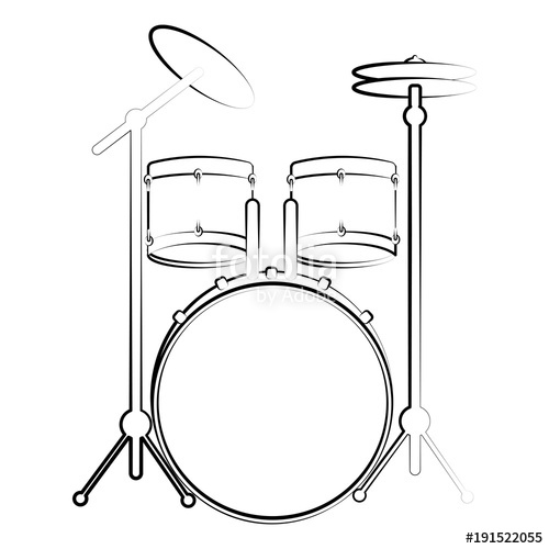 500x500 Isolated Drum Set Outline. Musical Instrument Stock Image