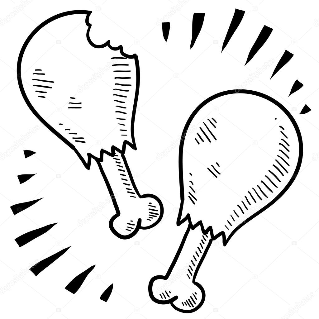 1024x1024 Chicken Or Turkey Drumstick Vector Sketch Stock Vector
