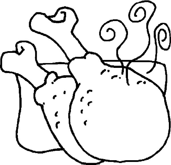 600x581 Hot Chicken Drumstick Coloring Pages