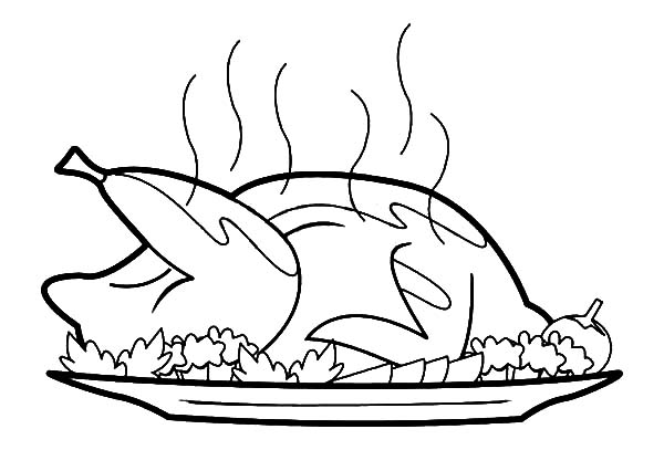 600x407 Roasted Chicken With Chicken Drumstick Coloring Pages