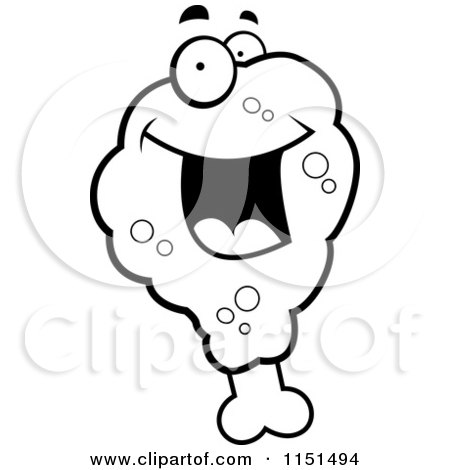 450x470 Cartoon Clipart Of A Black And White Happy Chicken Drumstick