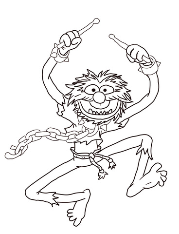 368x480 Muppets Animal With Drumsticks Coloring Page Free Printable