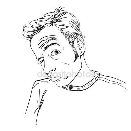 450x450 Vector Drawing Drunk Man Gambler Wrinkles His Forehead Black White