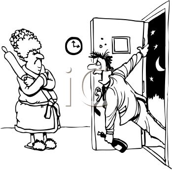 349x350 Royalty Free Clipart Image Drunk Husband Coming Home Late