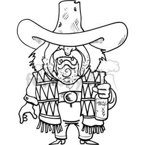 300x300 Royalty Free Drunk Cowboy Drawing 372155 Vector Clip Art Image