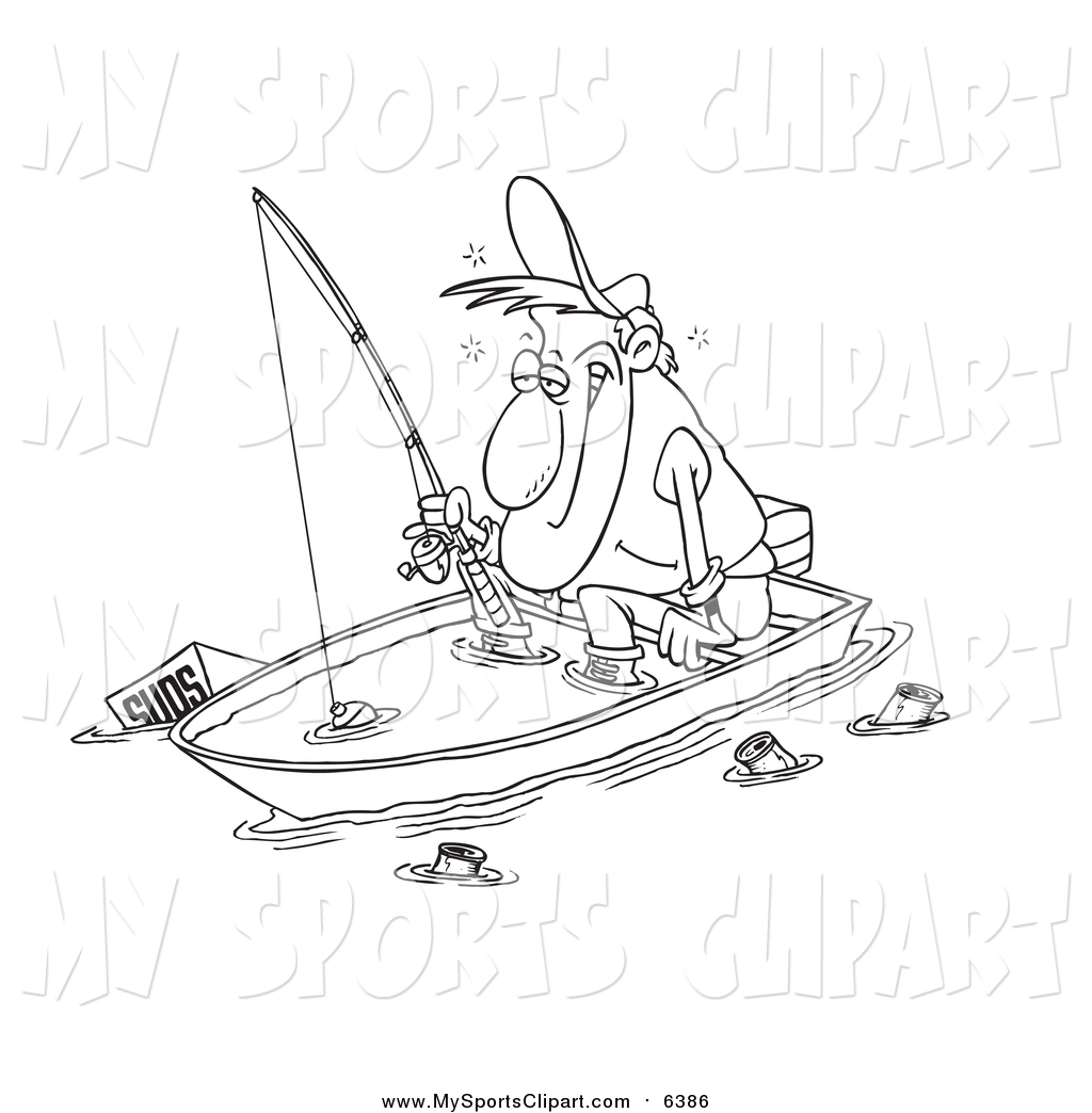 1024x1044 Sports Clip Art Of A Lineart Drunk Man Fishing In A Sinking Boat