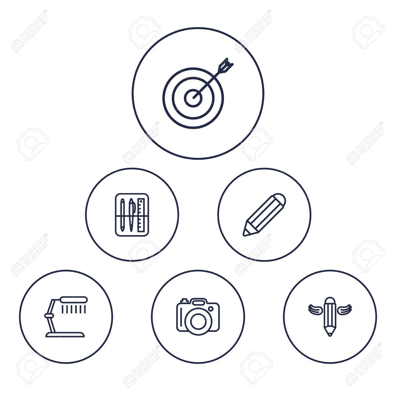 1300x1300 Set Of 6 Creative Outline Icons Set.collection Of Drawing Tools