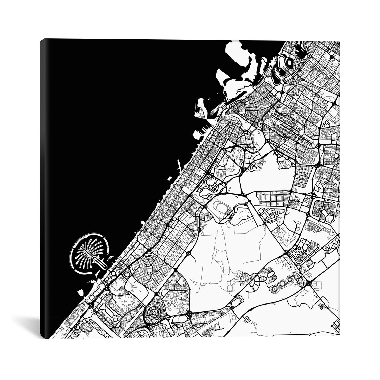 1500x1500 Dubai Urban Map Black (18l X 18''W)