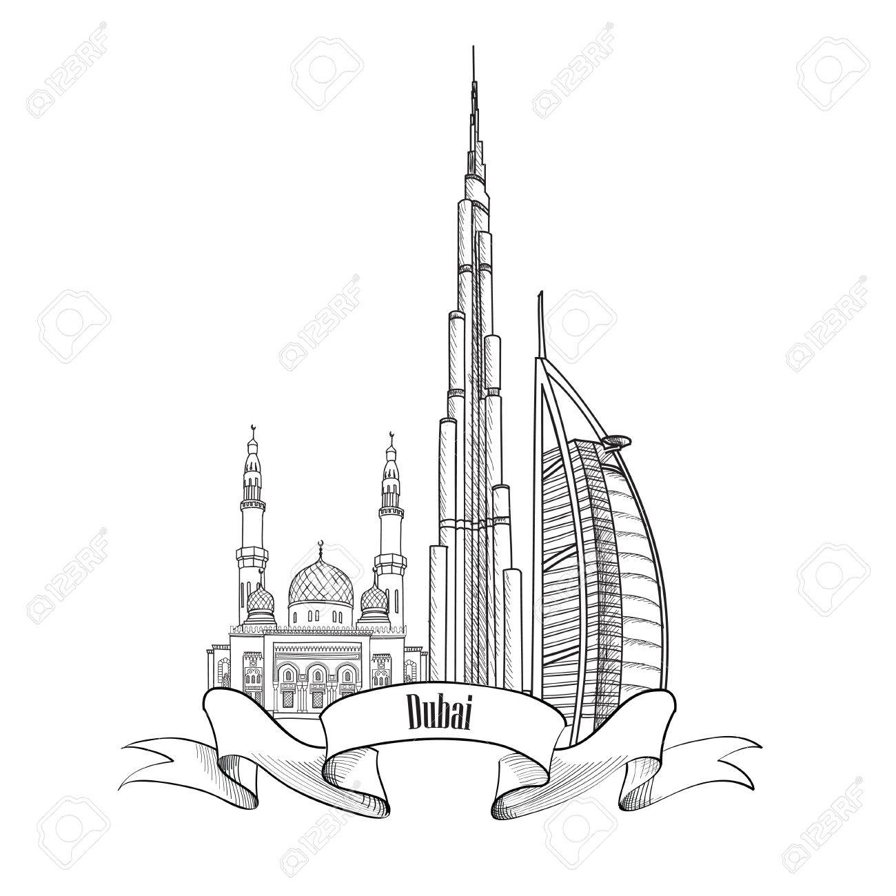 1300x1300 Travel Uae Symbol. Dubai City Label. Royalty Free Cliparts