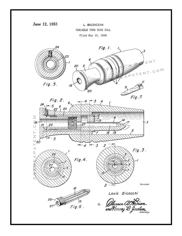 773x1000 Duck Call Patent Print Patent Prints, Invention Artwork For Any Wall