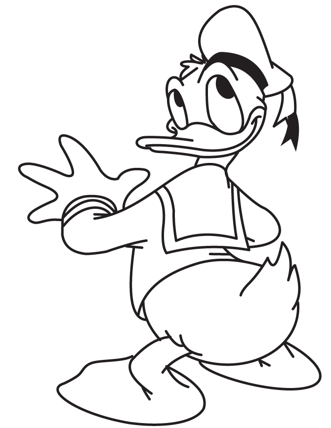 670x867 Cartoon Donald Duck Looking Up Coloring Page H Amp M Coloring Pages