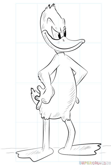 389x575 How To Draw Daffy Duck Step By Step Drawing Tutorials
