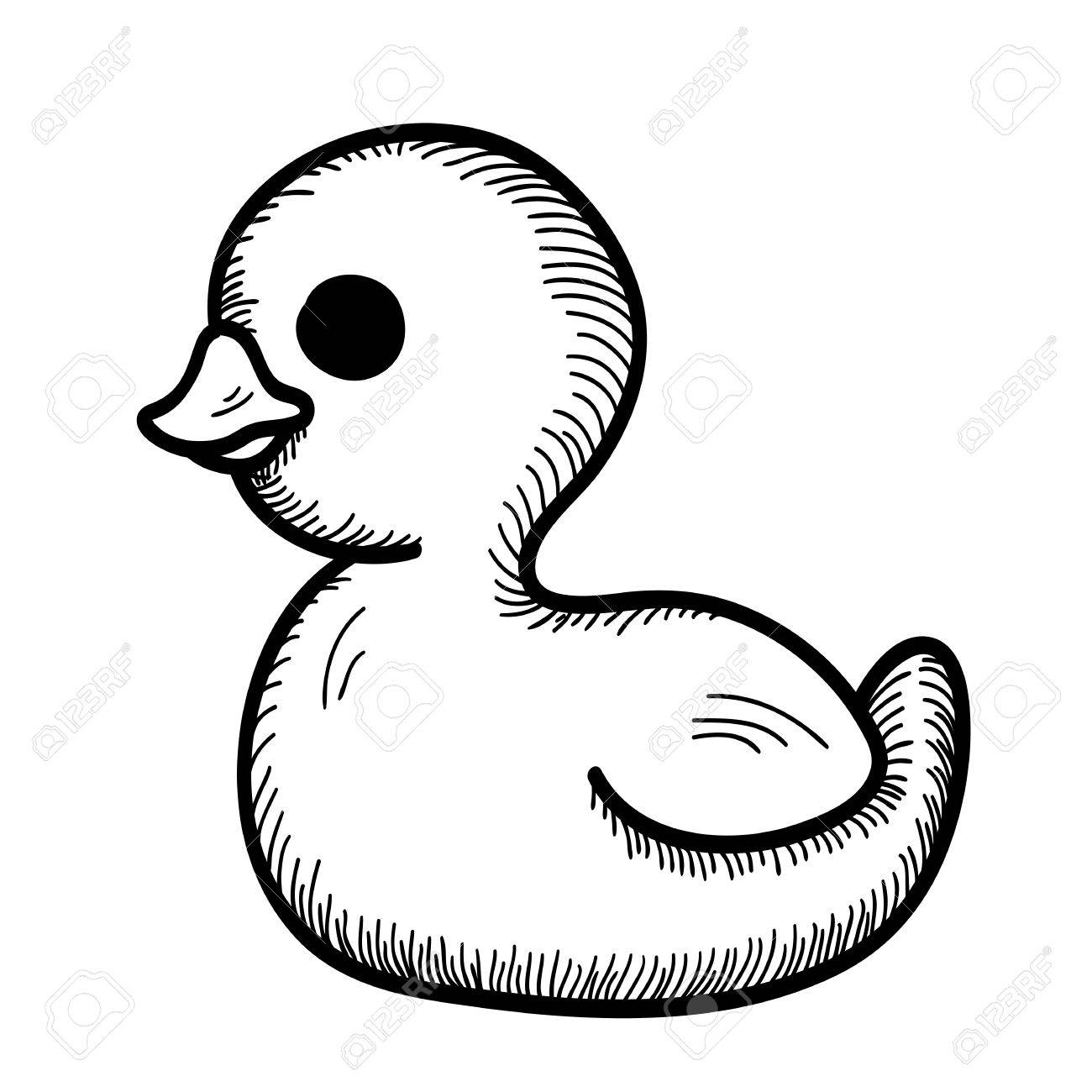 1300x1300 Hand Drawn Cartoon Duck. Baby Toy. Vector Sketch Isolated
